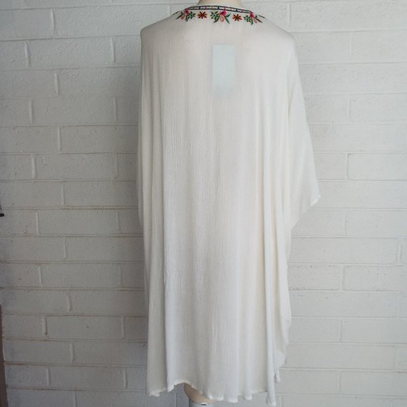 BluHeaven by Umgee M/L white embroidered gauze kimono jacket cover-up cruise - Picture 3 of 5